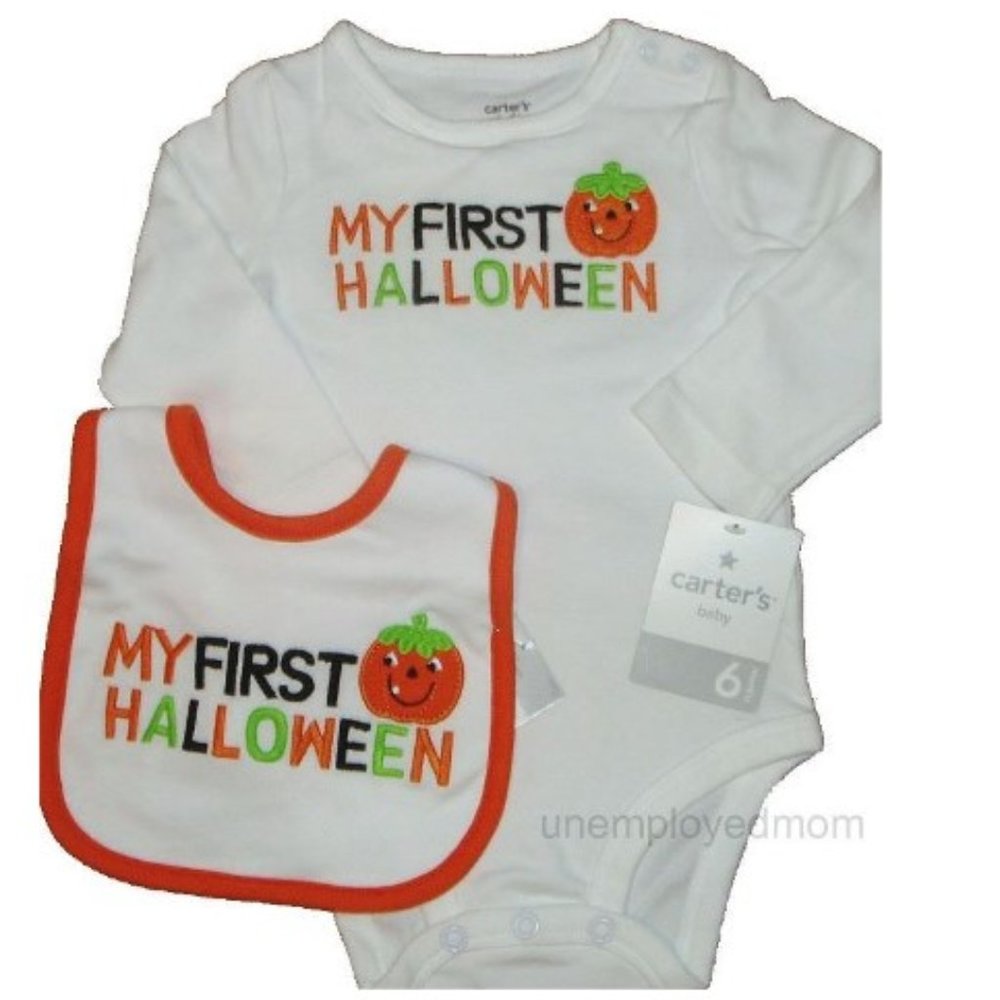 Pumpkin My 1st Halloween Bodysuit Baby Bib 2 pc
